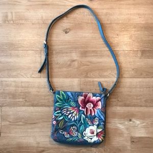 Chico's Cross Body Embroidered Denim Floral Purse